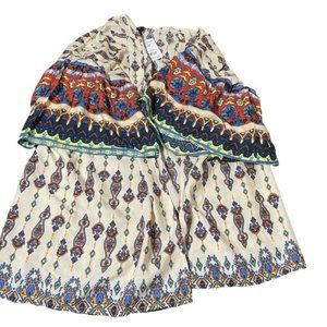 Suzanne Betro Kimono Open Top Bell sleeve Beige Multicolor Size Large